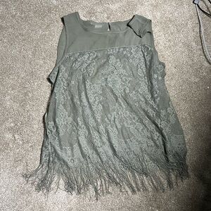 Sheer Lace fringe shirt, L
